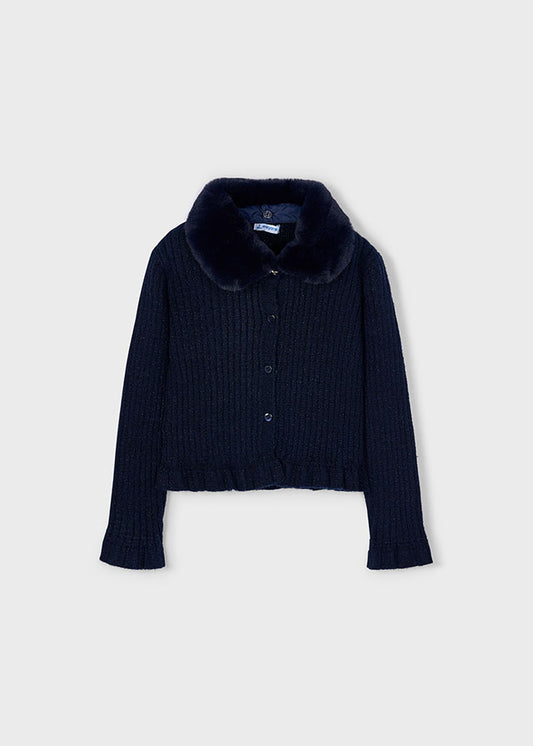 Casaco tricô gola pelo - mayoral - Mini Menina - AW25-4311