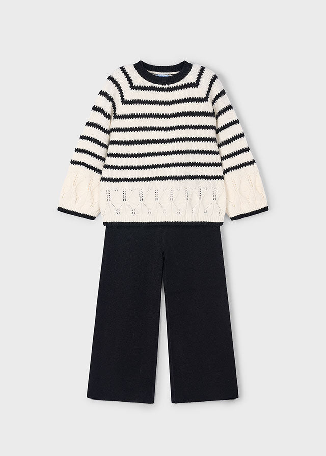 Conj.calça tricô riscas - mayoral - Mini Menina - AW25-4582