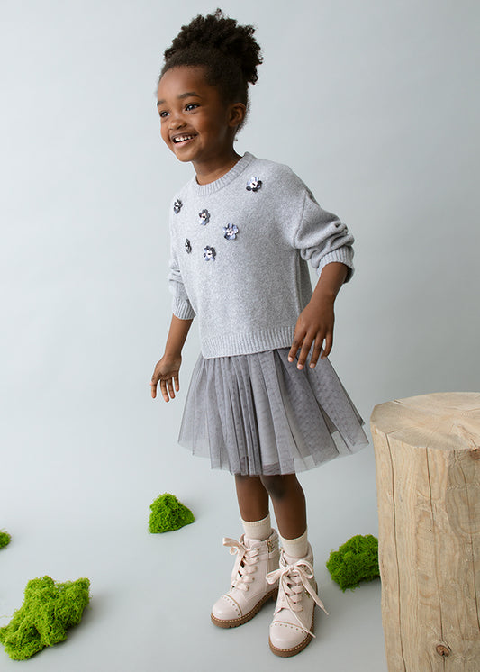 Vestido malha combinado - mayoral - Mini Menina - AW25-4918