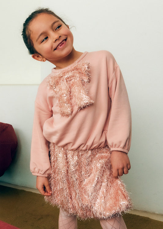 Conj. saia franjas lentejoula - Abel & Lula - A&L Mini Menina - AW25-5539