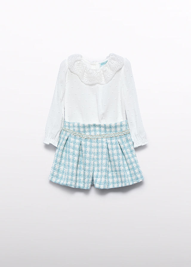 Conj.bermuda xadrez lurex - Abel & Lula - A&L Baby Menina - AW25-5712