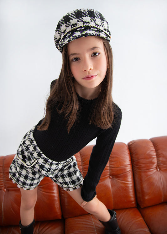 Bermuda vichy lantejoulas - Abel & Lula - A&L Mini Menina - AW25-5716