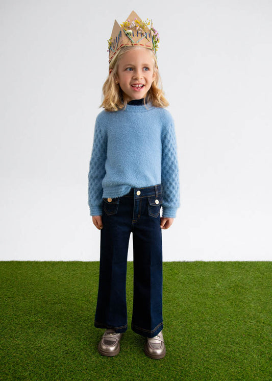 Calça denim palazzo - Abel & Lula - A&L Mini Menina - AW25-5722