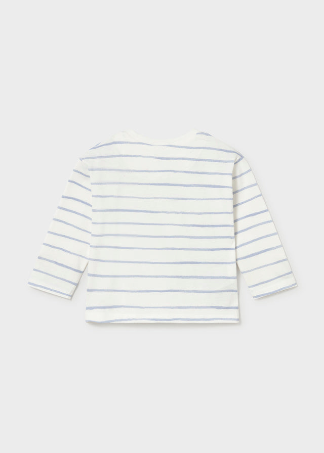 Camisola riscas e print - Celeste