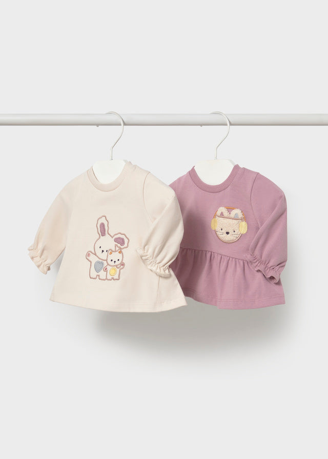 Pack 2 camisetas m/comp. - Rosa malva