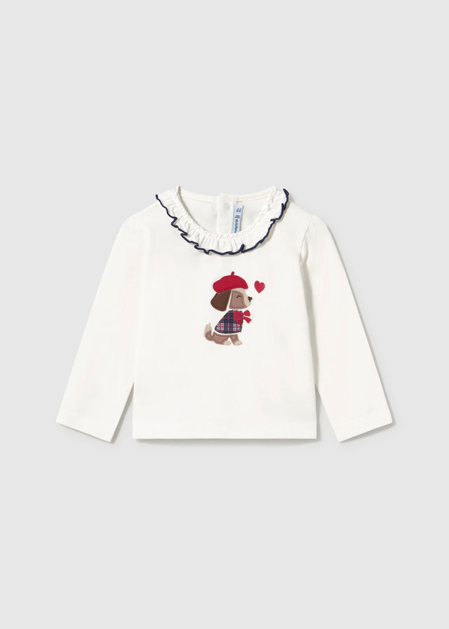 Camiseta m/comp. clássica - Crú-vermel