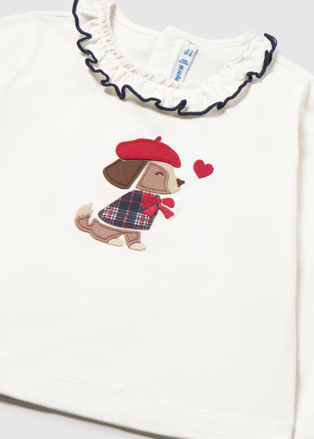 Camiseta m/comp. clássica - Crú-vermel