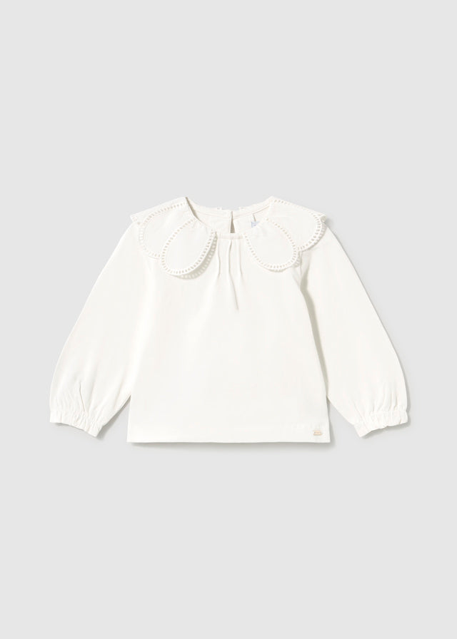 Blusa gola bordada - Crú