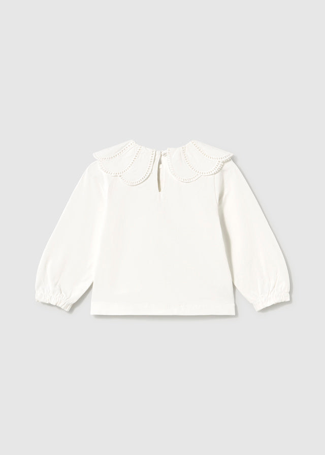 Blusa gola bordada - Crú