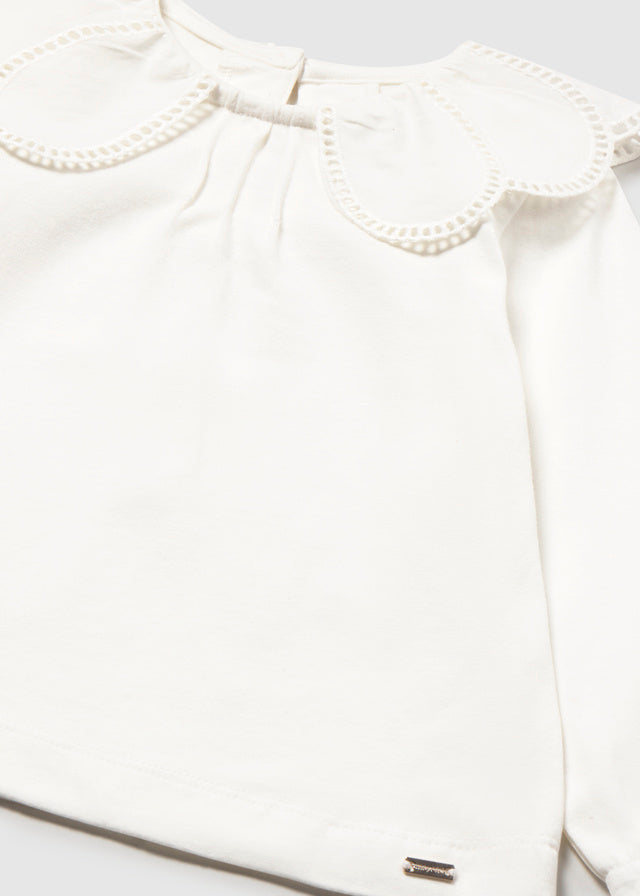 Blusa gola bordada - Crú