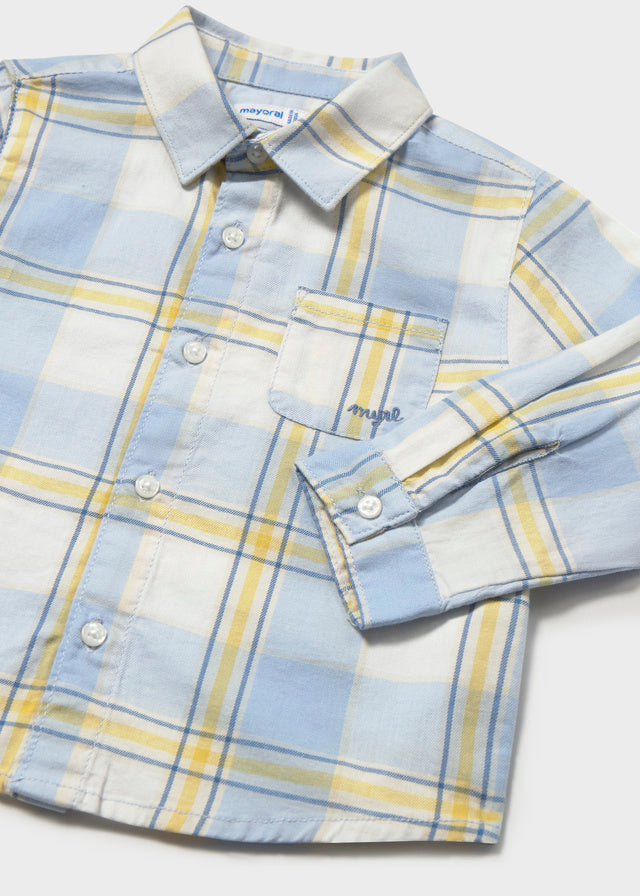 Camisa m/comp.xadrez - Verde Azul