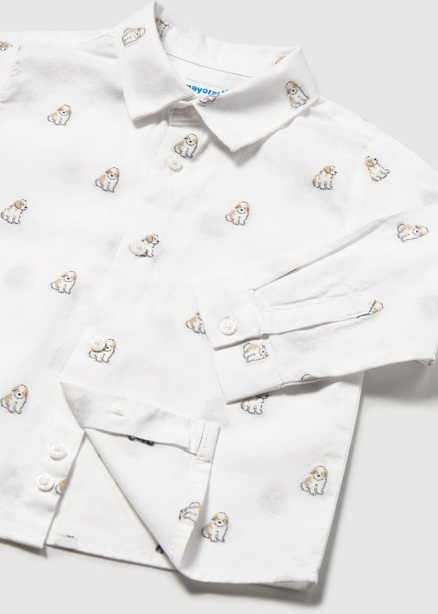 Camisa m/comp. jacquard - Cachorros
