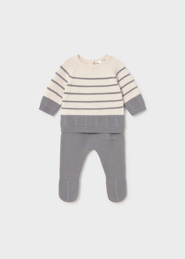 Conj.polaina tricot - Cinza