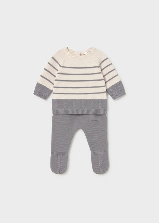 Conj.polaina tricot - Cinza