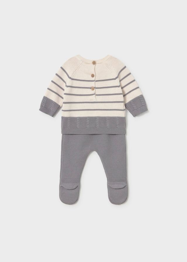 Conj.polaina tricot - Cinza