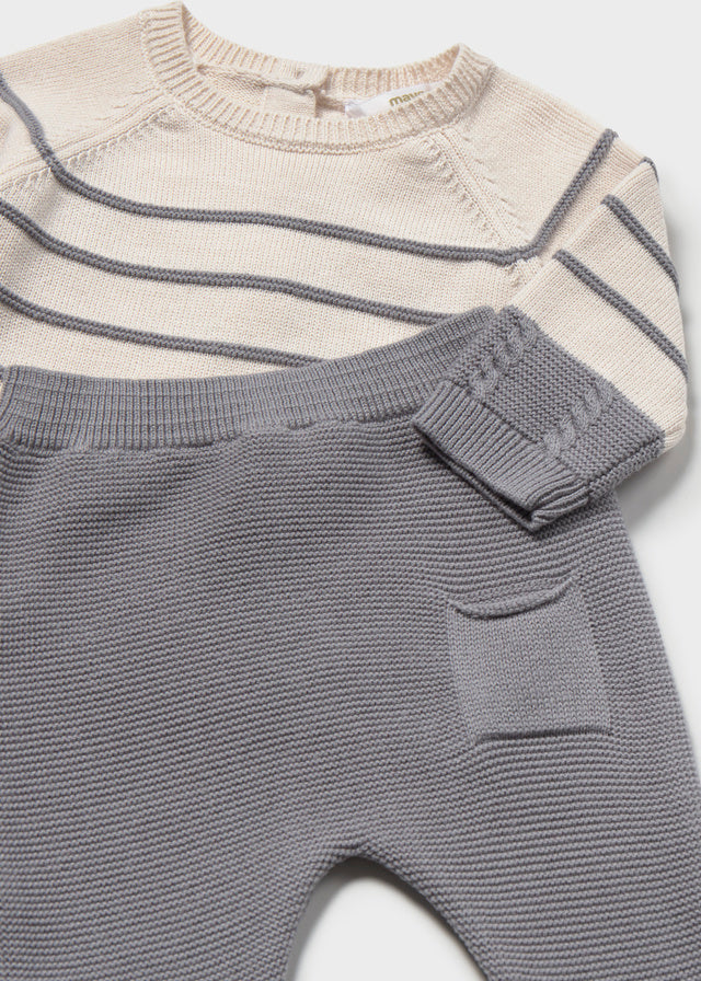 Conj.polaina tricot - Cinza
