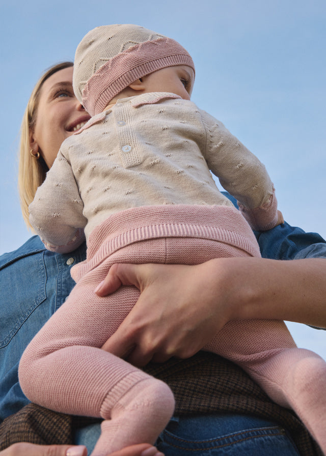 Conj. de bébé c/ gorro - Rosa b vig