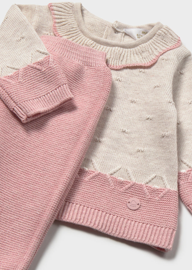 Conj. de bébé c/ gorro - Rosa b vig