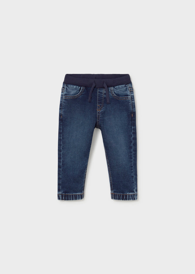 Calça soft denim jogger - Escuro