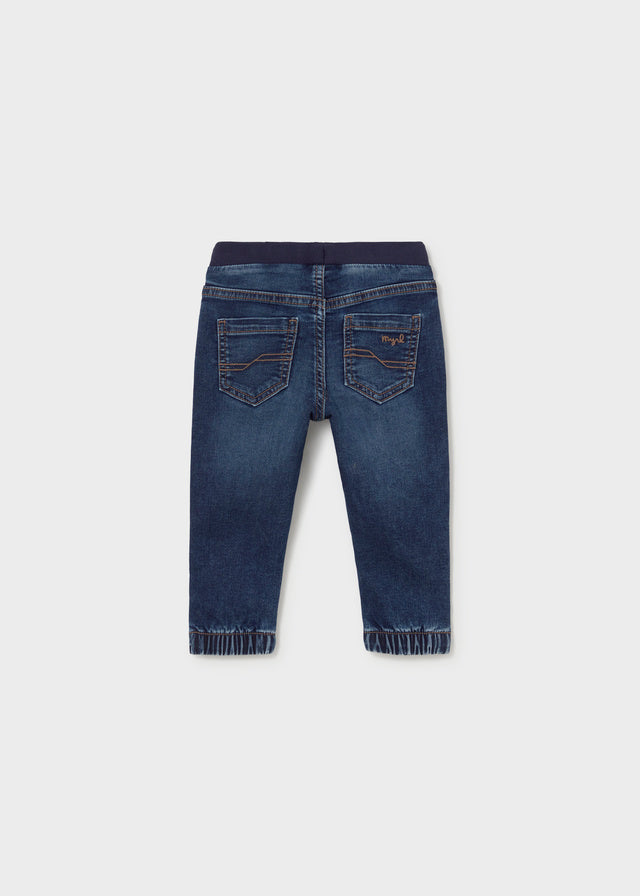 Calça soft denim jogger - Escuro