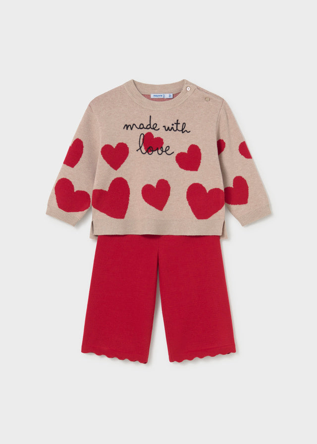 Conj. calça tricô - Vermelho