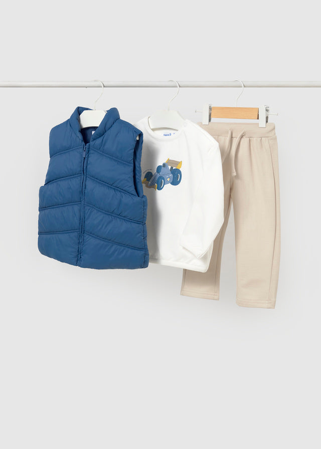 Conj. calça seweat-colete - Azul escur