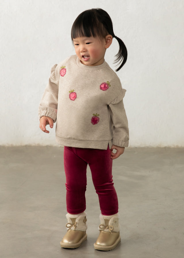 Conj. leggings veludo - Framboesa