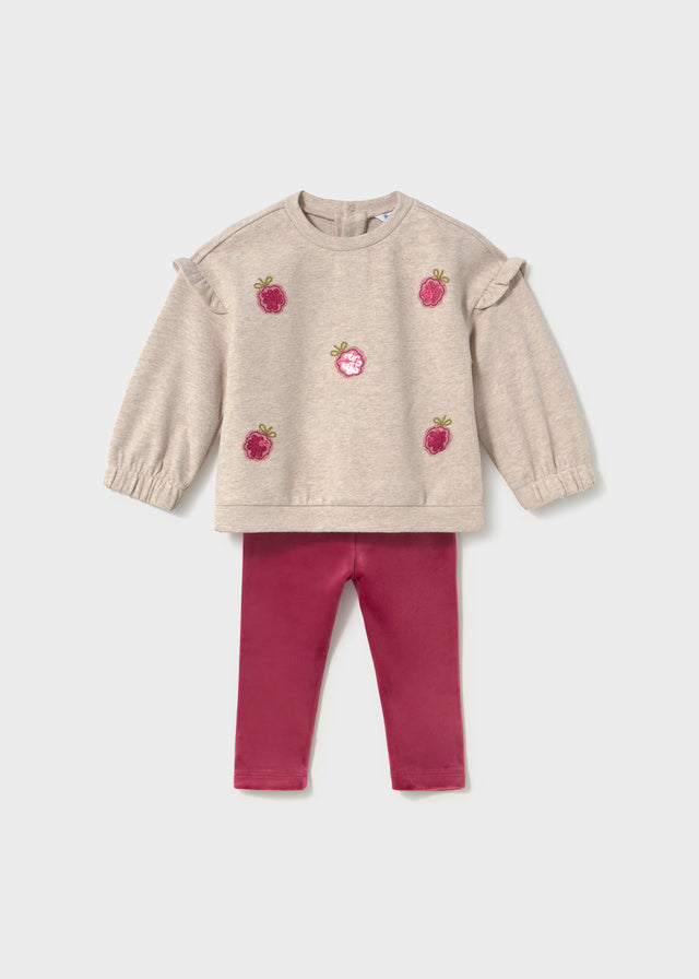 Conj. leggings veludo - Framboesa
