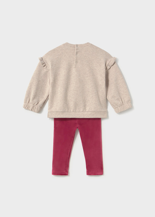 Conj. leggings veludo - Framboesa