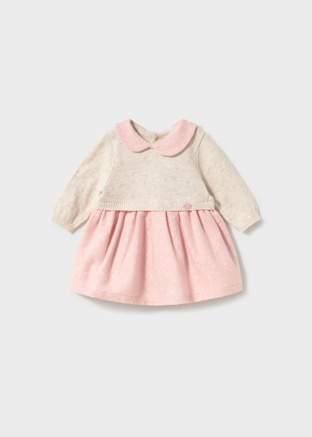 Vestido malha combinado - Rosa baby