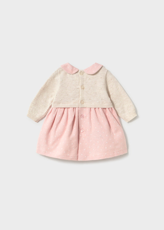 Vestido malha combinado - Rosa baby