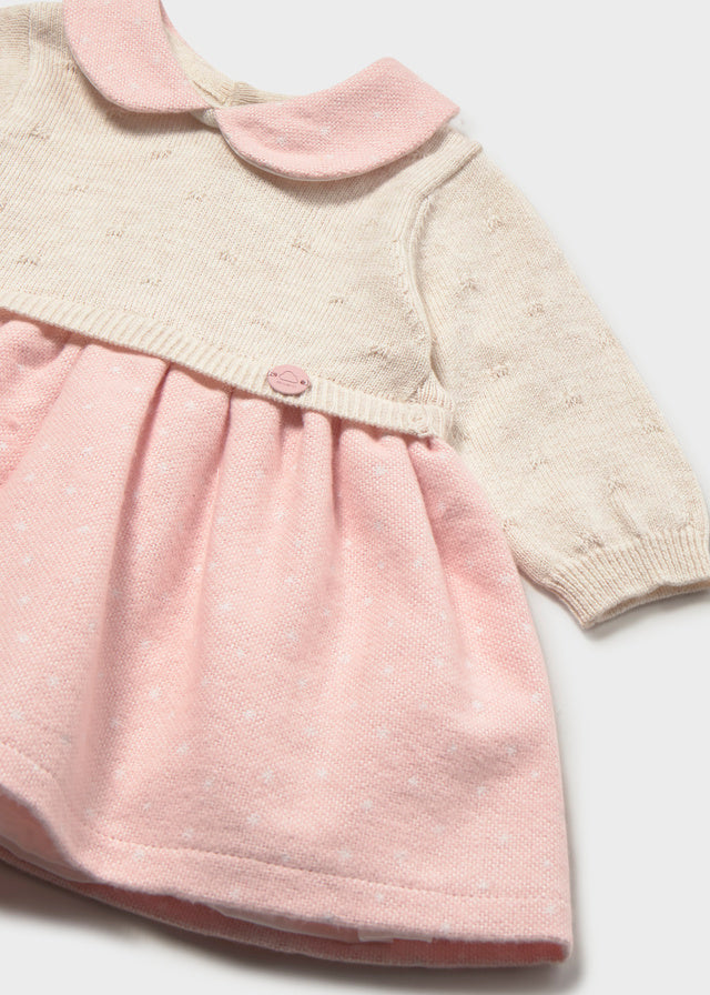 Vestido malha combinado - Rosa baby