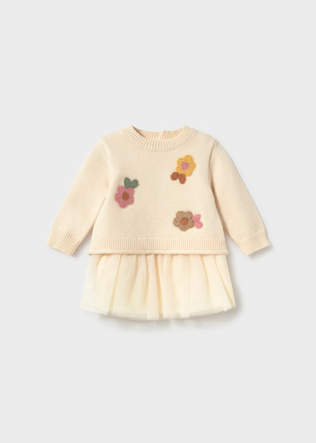Vestido tricô tule - Cream