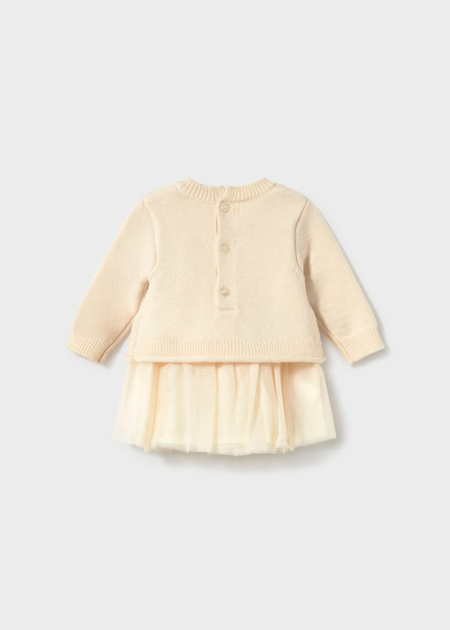 Vestido tricô tule - Cream
