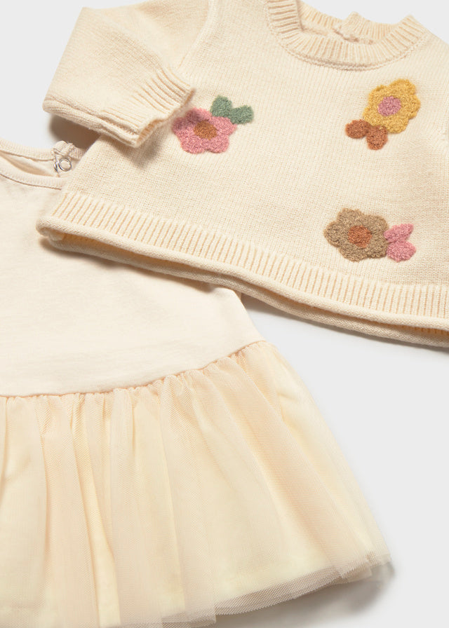 Vestido tricô tule - Cream