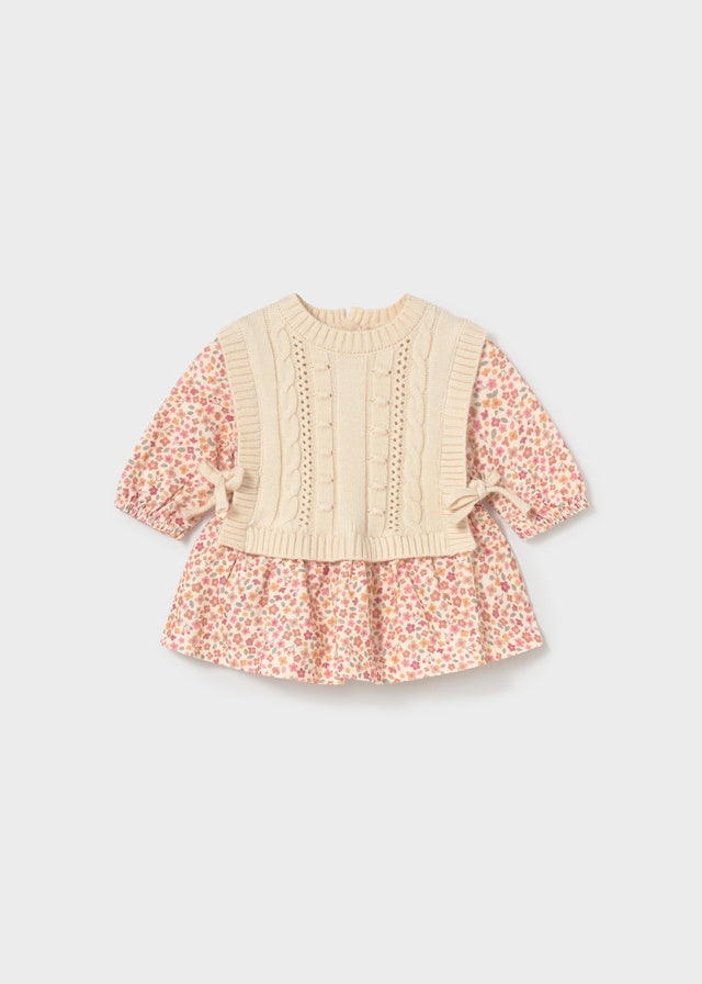 Vestido c/ colete tricô - Cream
