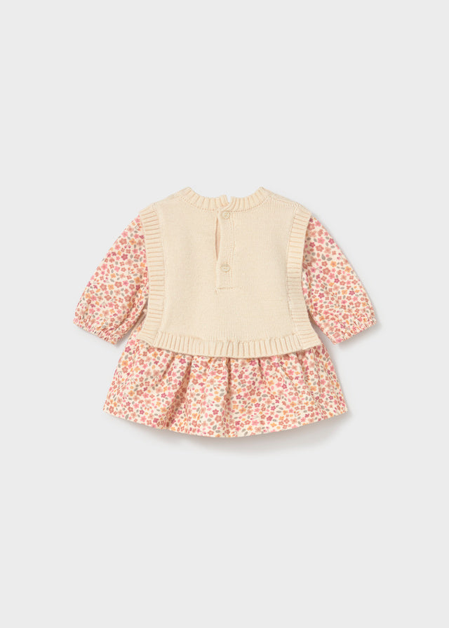 Vestido c/ colete tricô - Cream