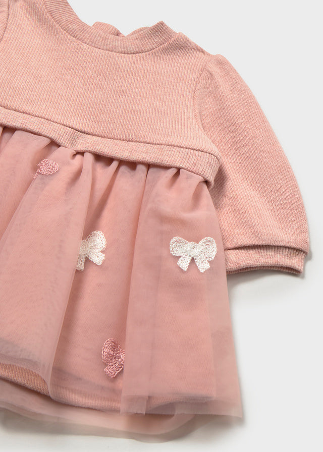 Vestido combinado tule - Nude vig