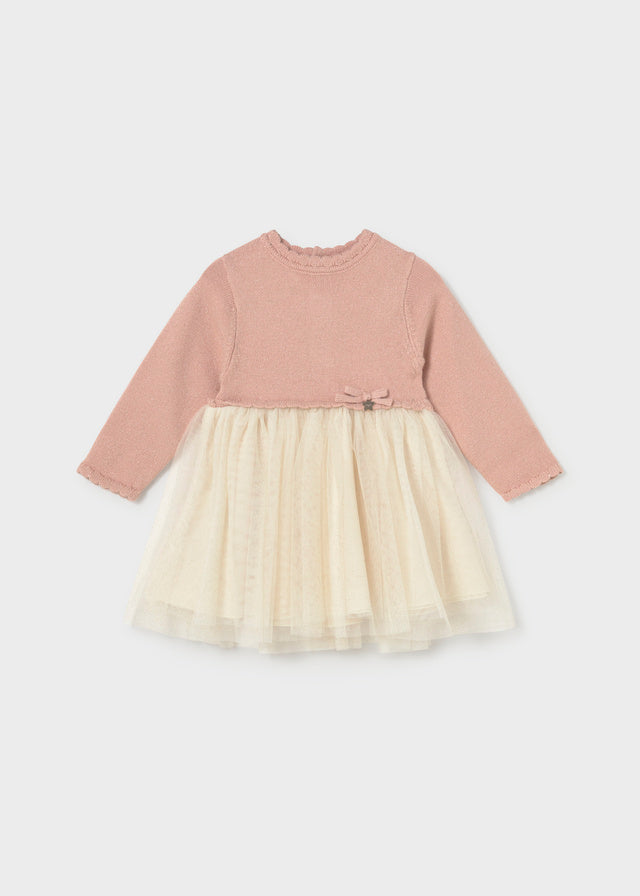 Vestido comb. tricô e tule - Petisui