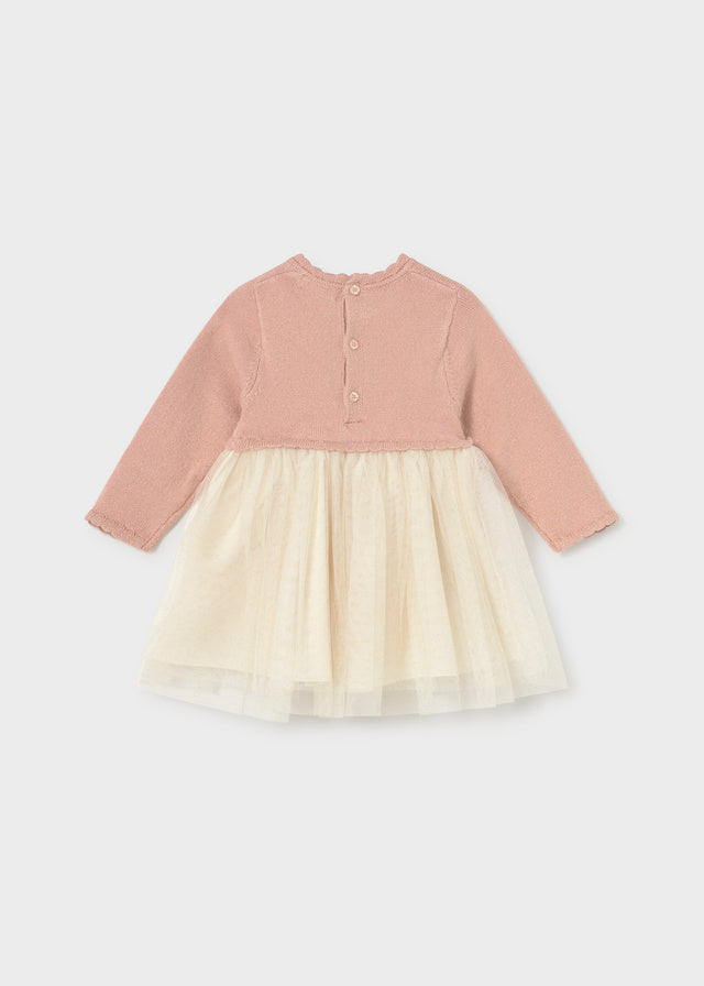 Vestido comb. tricô e tule - Petisui