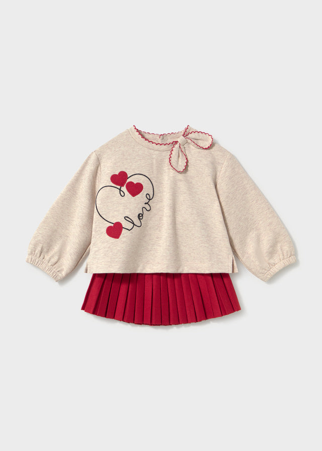 Conj. saia com sweat - Vermelho