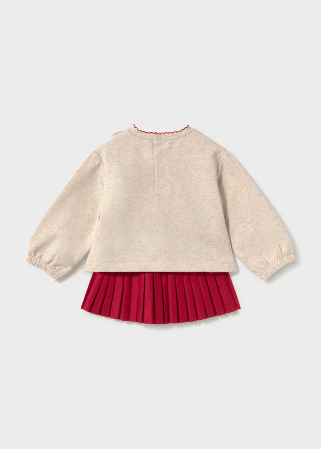 Conj. saia com sweat - Vermelho