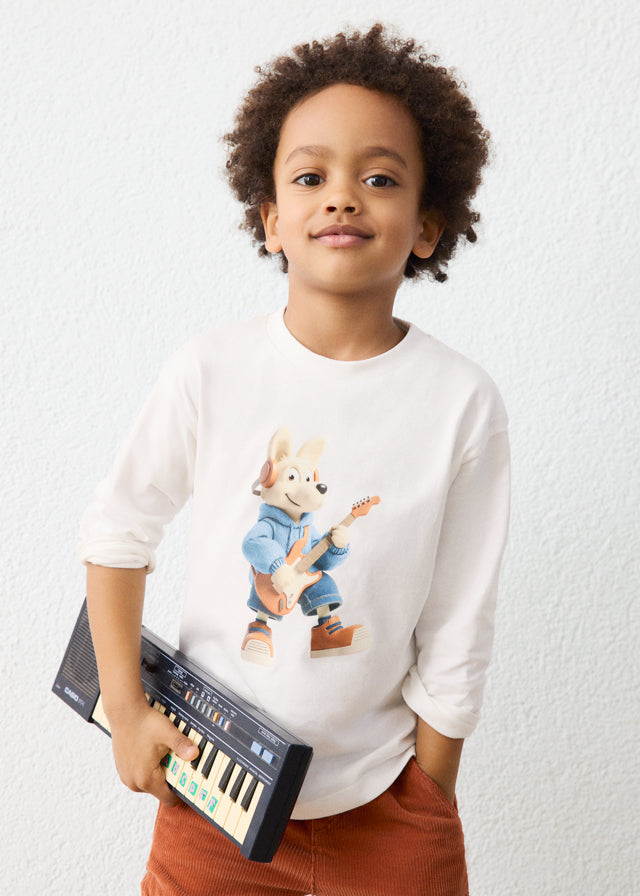 Camiseta m/comp. animal - Nata
