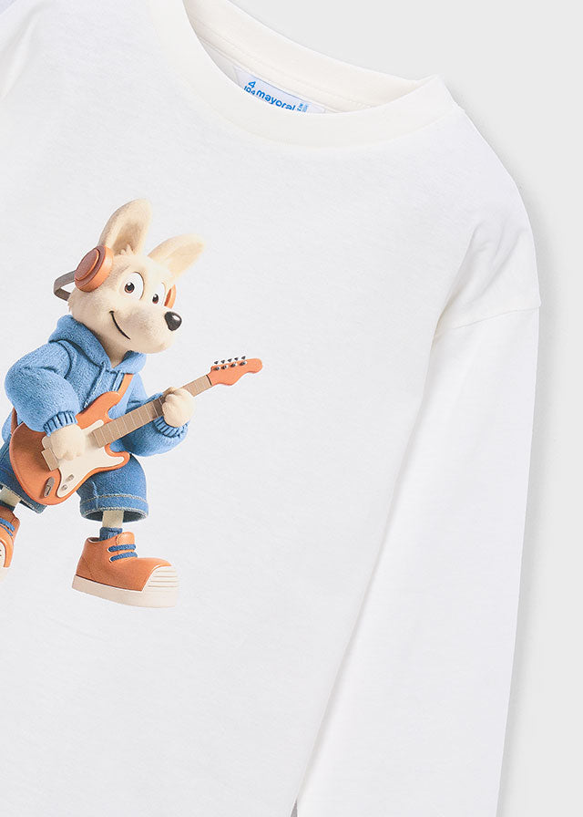 Camiseta m/comp. animal - Nata