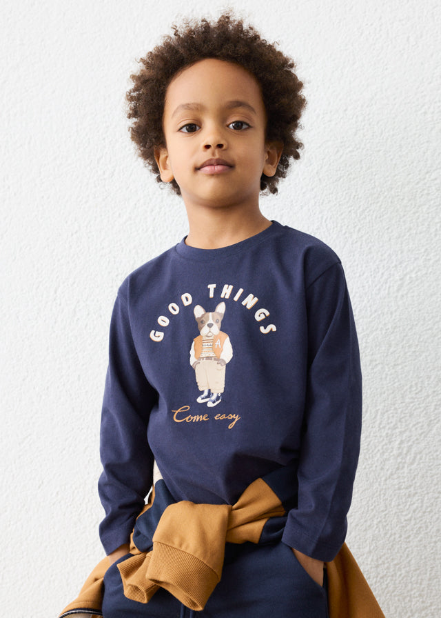 Camisola print cachorro - Marinho