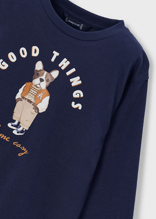 Camisola print cachorro - Marinho