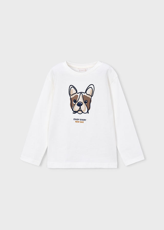 Camiseta m/comp. bordada - Nata