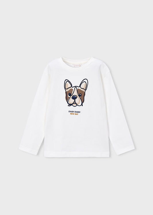 Camiseta m/comp. bordada - Nata