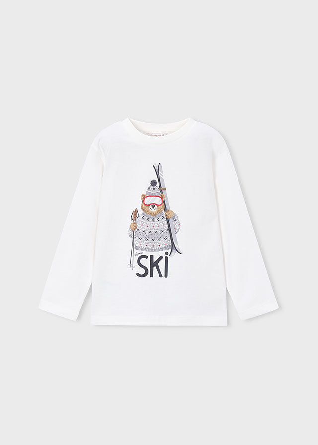 Camisola print urso ski - Nata