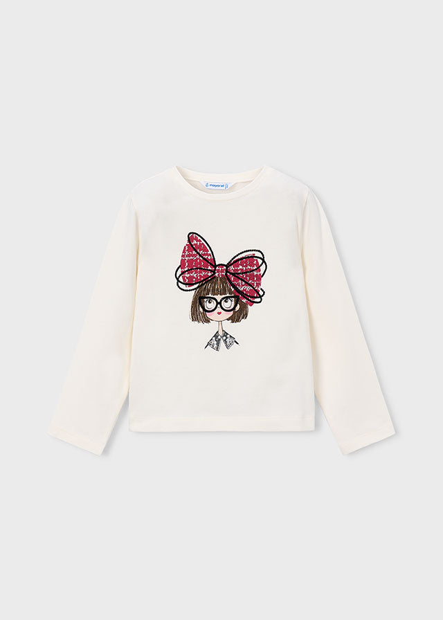 Camiseta m/comp. clássica - Crú-vermel
